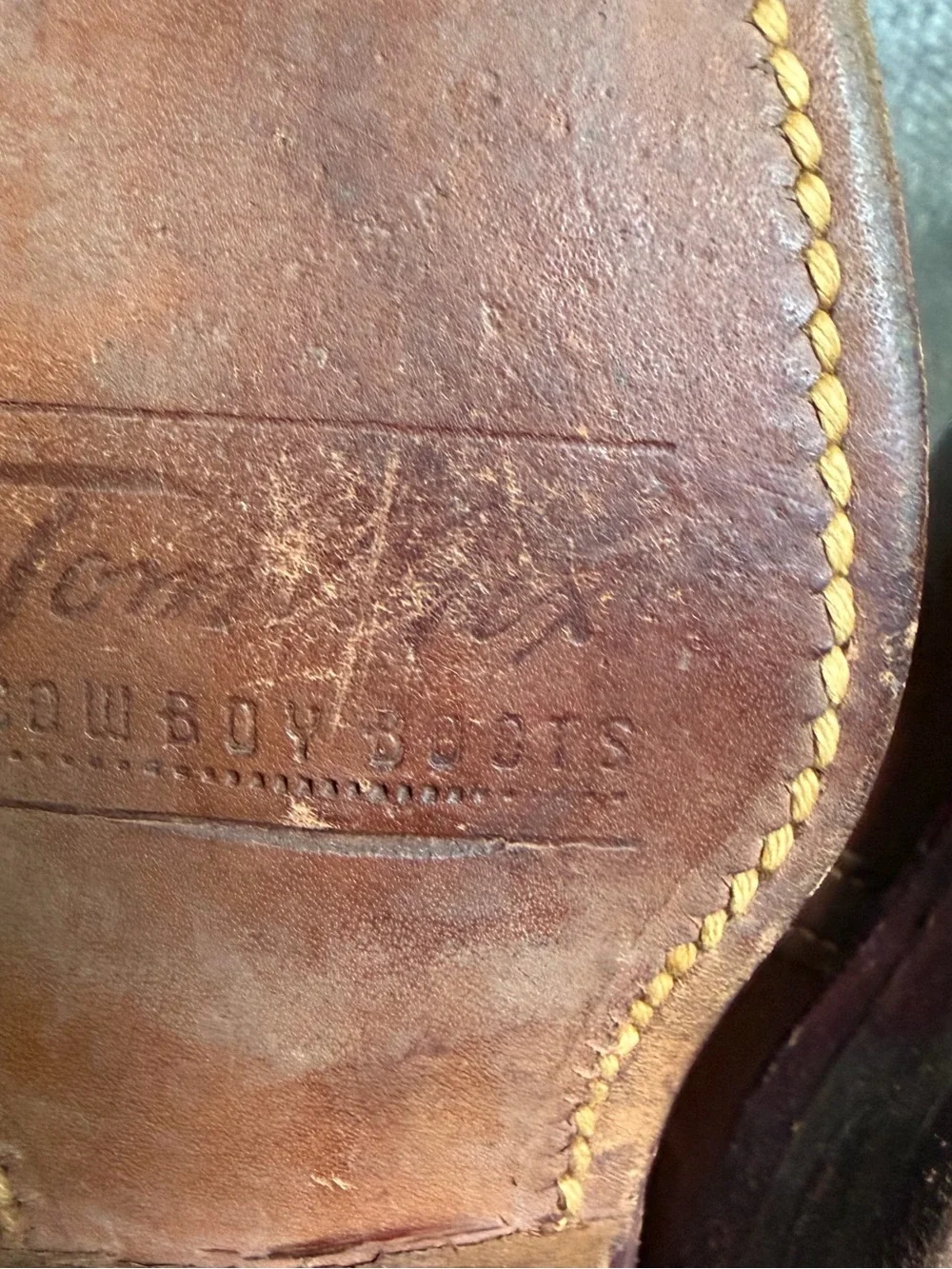 Vintage 1950s Tom Mix Kids Brown and Green Western Cowboy Boots